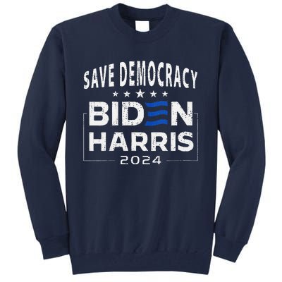 Save Democracy Biden Harris America Vote Blue 2024 Election Tall Sweatshirt