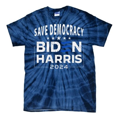 Save Democracy Biden Harris America Vote Blue 2024 Election Tie-Dye T-Shirt