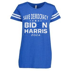 Save Democracy Biden Harris America Vote Blue 2024 Election Enza Ladies Jersey Football T-Shirt