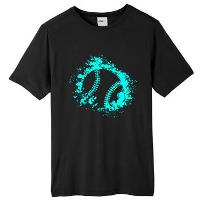 Softball Distressed Ball Teal And Black Cute Gift Tall Fusion ChromaSoft Performance T-Shirt