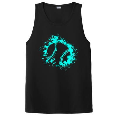 Softball Distressed Ball Teal And Black Cute Gift PosiCharge Competitor Tank