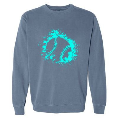 Softball Distressed Ball Teal And Black Cute Gift Garment-Dyed Sweatshirt