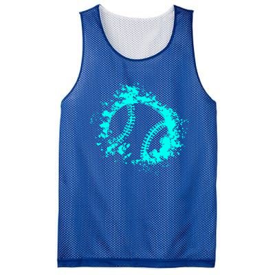 Softball Distressed Ball Teal And Black Cute Gift Mesh Reversible Basketball Jersey Tank