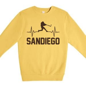 San Diego Baseball Player Heartbeat Premium Crewneck Sweatshirt