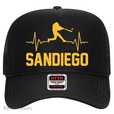 San Diego Baseball Player Heartbeat High Crown Mesh Back Trucker Hat
