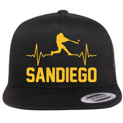 San Diego Baseball Player Heartbeat Flat Bill Trucker Hat