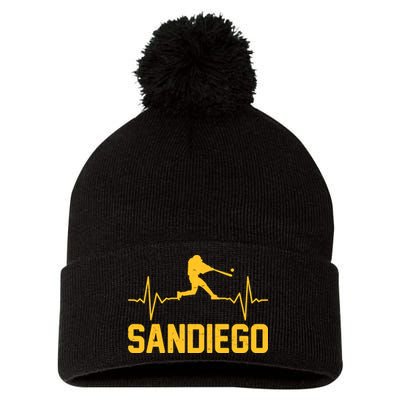 San Diego Baseball Player Heartbeat Pom Pom 12in Knit Beanie
