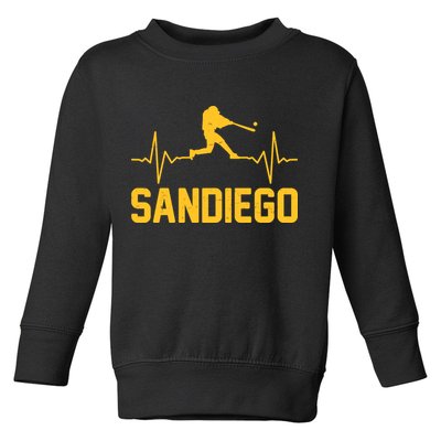 San Diego Baseball Player Heartbeat Toddler Sweatshirt