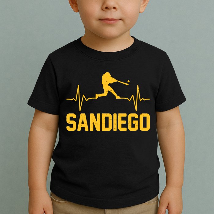 San Diego Baseball Player Heartbeat Toddler T-Shirt