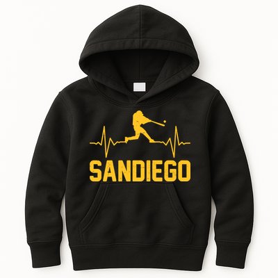San Diego Baseball Player Heartbeat Kids Hoodie