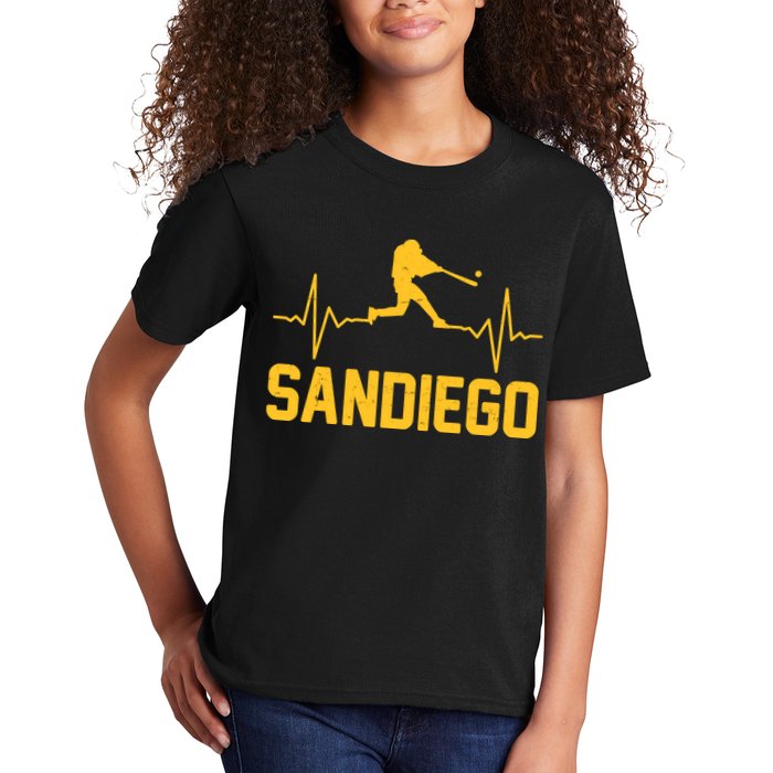 San Diego Baseball Player Heartbeat Kids T-Shirt