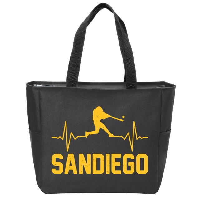 San Diego Baseball Player Heartbeat Zip Tote Bag