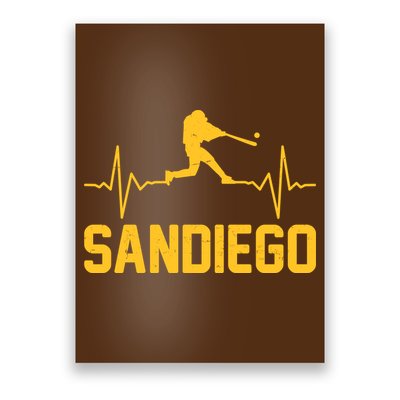 San Diego Baseball Player Heartbeat Poster