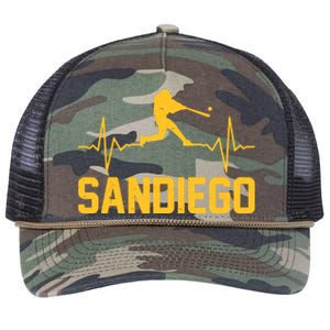 San Diego Baseball Player Heartbeat Retro Rope Trucker Hat Cap