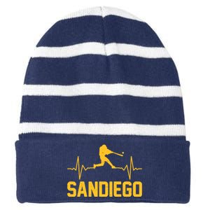 San Diego Baseball Player Heartbeat Striped Beanie with Solid Band