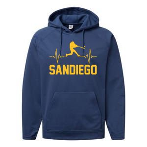 San Diego Baseball Player Heartbeat Performance Fleece Hoodie