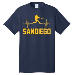 San Diego Baseball Player Heartbeat Tall T-Shirt