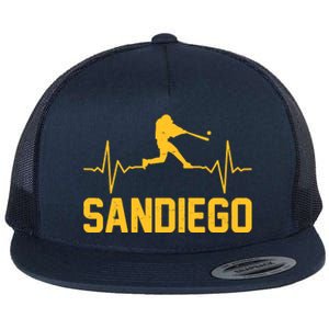 San Diego Baseball Player Heartbeat Flat Bill Trucker Hat