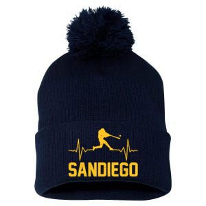 San Diego Baseball Player Heartbeat Pom Pom 12in Knit Beanie