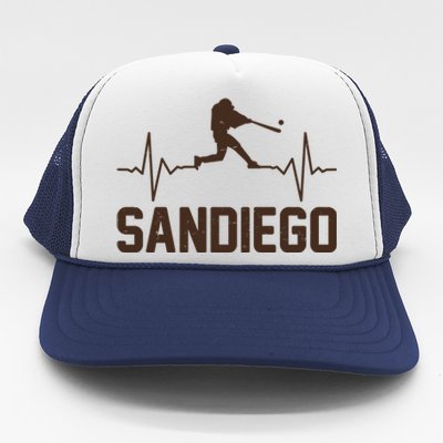 San Diego Baseball Player Heartbeat Trucker Hat