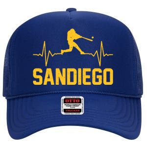 San Diego Baseball Player Heartbeat High Crown Mesh Back Trucker Hat