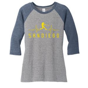 San Diego Baseball Heartbeat Sd Women's Tri-Blend 3/4-Sleeve Raglan Shirt