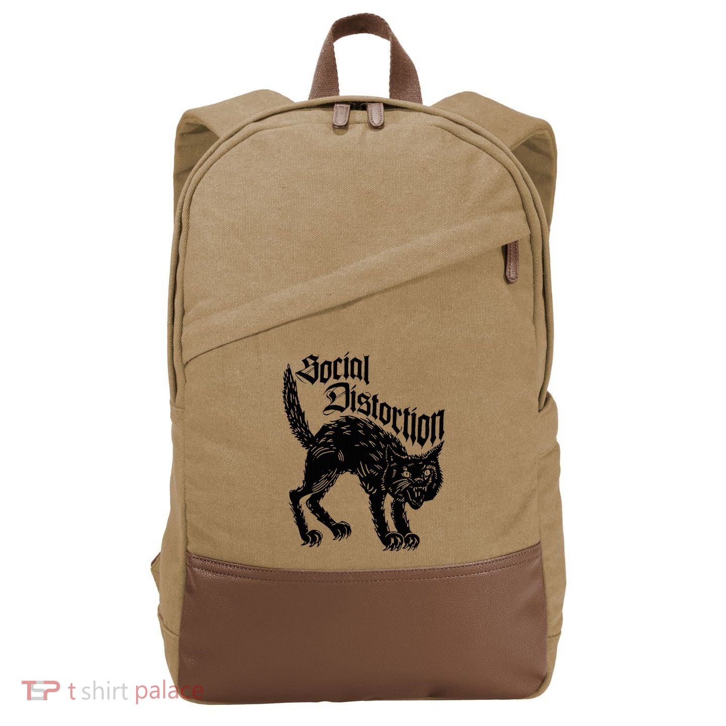 Social Distortions Black Cat Meow Cotton Canvas Backpack