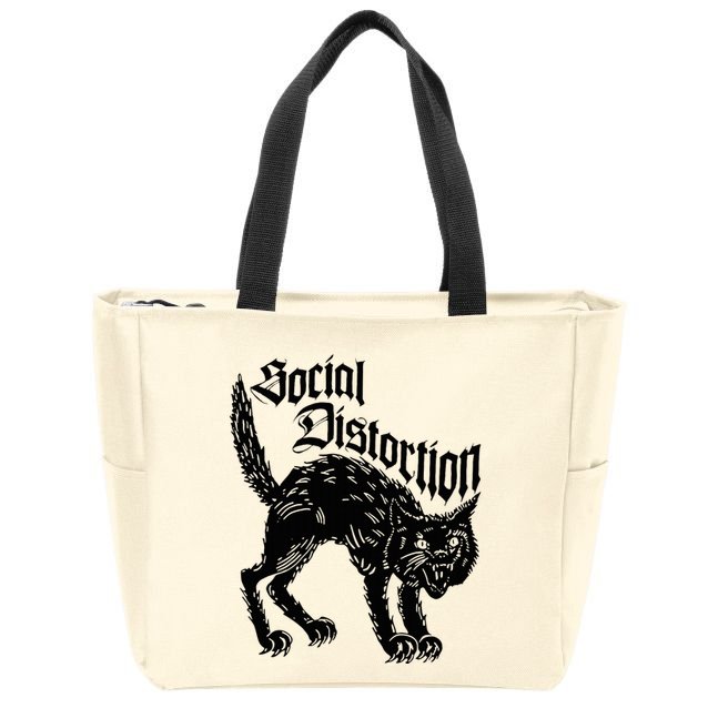Social Distortions Black Cat Meow Zip Tote Bag