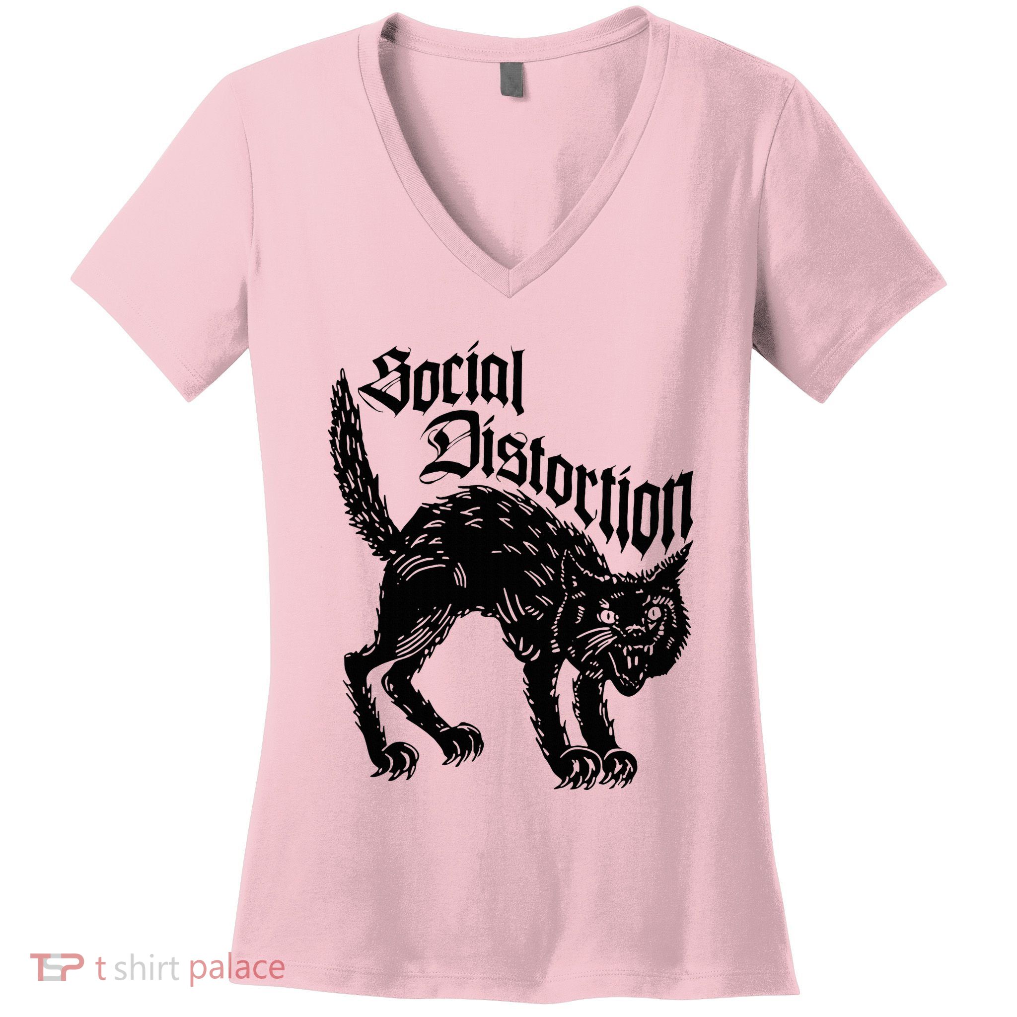 Social Distortions Black Cat Meow Women's V-Neck T-Shirt