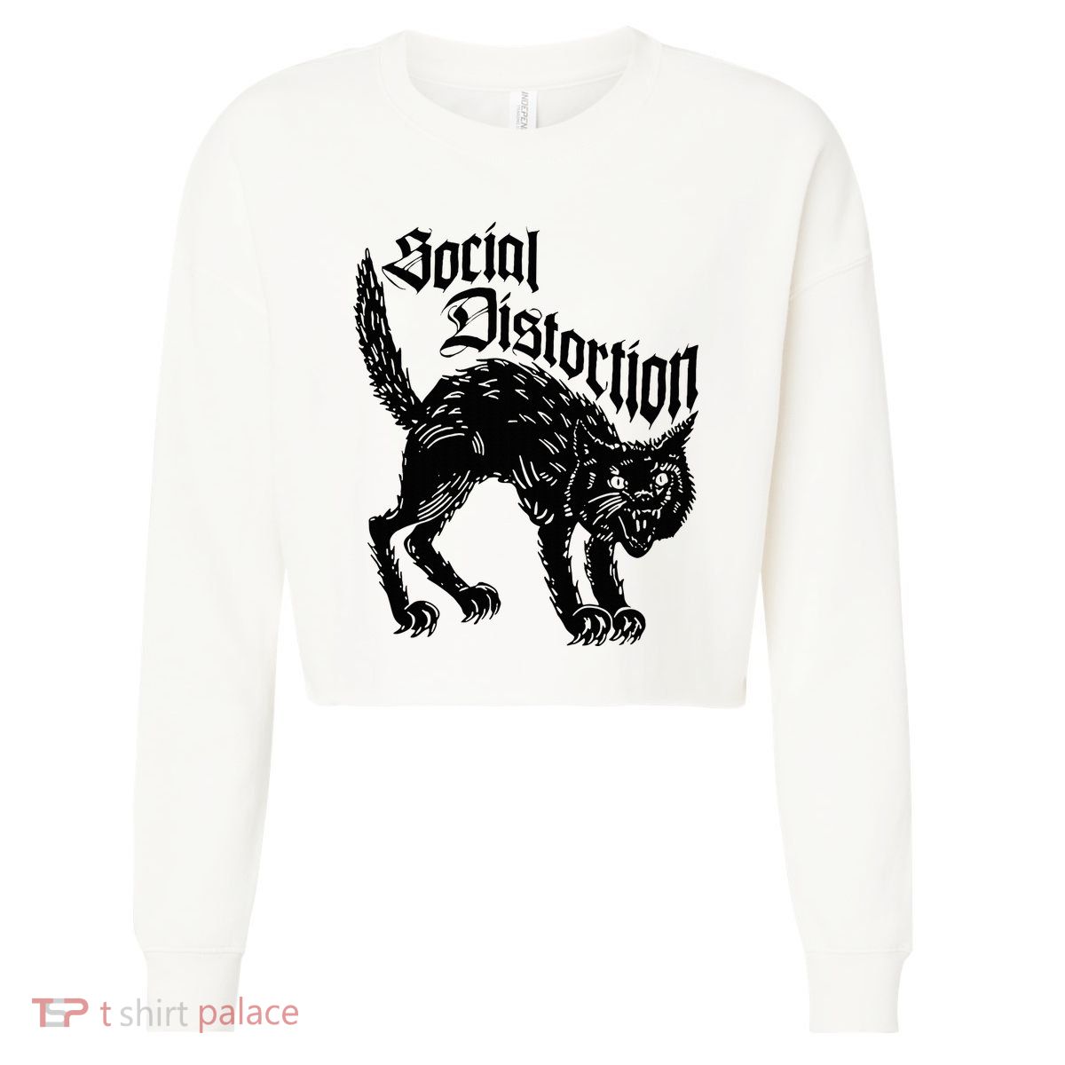 Social Distortions Black Cat Meow Cropped Pullover Crew