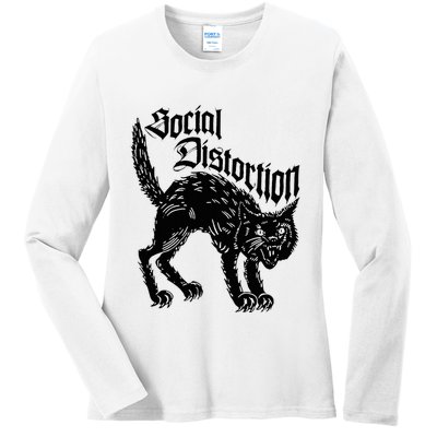 Social Distortions Black Cat Meow Ladies Long Sleeve Shirt
