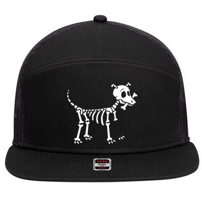 Skeleton Dog & Bone 7 Panel Mesh Trucker Snapback Hat