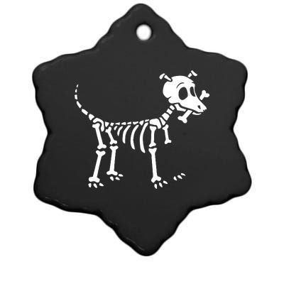 Skeleton Dog & Bone Ceramic Star Ornament