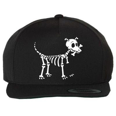 Skeleton Dog & Bone Wool Snapback Cap