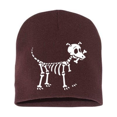 Skeleton Dog & Bone Short Acrylic Beanie