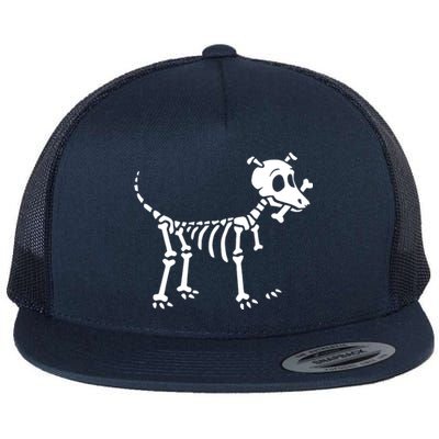 Skeleton Dog & Bone Flat Bill Trucker Hat