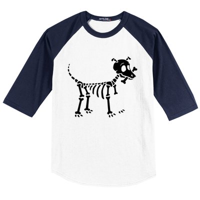 Skeleton Dog & Bone Baseball Sleeve Shirt