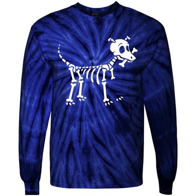 Skeleton Dog & Bone Tie-Dye Long Sleeve Shirt