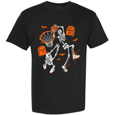 Skeleton Dunking Basketball Halloween Costume Kids Garment-Dyed Heavyweight T-Shirt