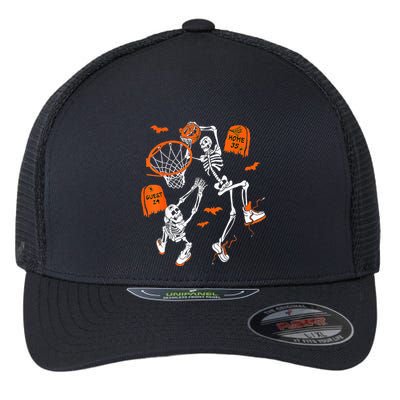 Skeleton Dunking Basketball Halloween Costume Kids Flexfit Unipanel Trucker Cap