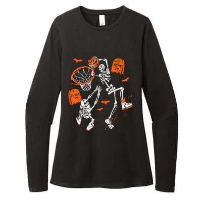 Skeleton Dunking Basketball Halloween Costume Kids Womens CVC Long Sleeve Shirt