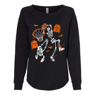 Skeleton Dunking Basketball Halloween Costume Kids Womens California Wash Sweatshirt