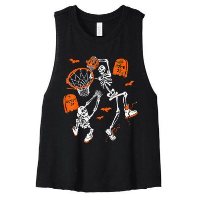 Skeleton Dunking Basketball Halloween Costume Kids Women's Racerback Cropped Tank