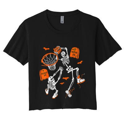 Skeleton Dunking Basketball Halloween Costume Kids Crop Top