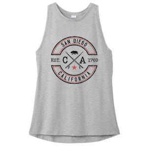 San Diego Beach California Ca Retro Surfer Ladies PosiCharge Tri-Blend Wicking Tank