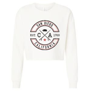 San Diego Beach California Ca Retro Surfer Cropped Pullover Crew