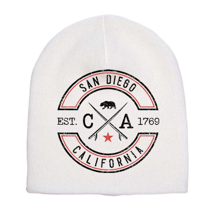 San Diego Beach California Ca Retro Surfer Short Acrylic Beanie