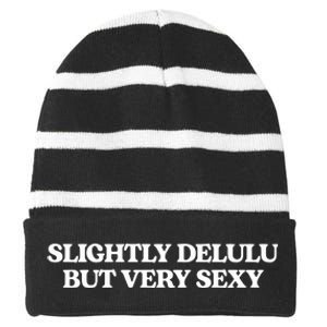 Slightly Delulu But Every Sexy Striped Beanie with Solid Band