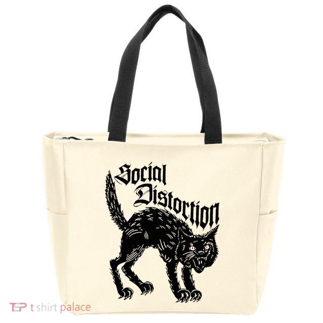 Social Distortions Black Cat Meow Zip Tote Bag
