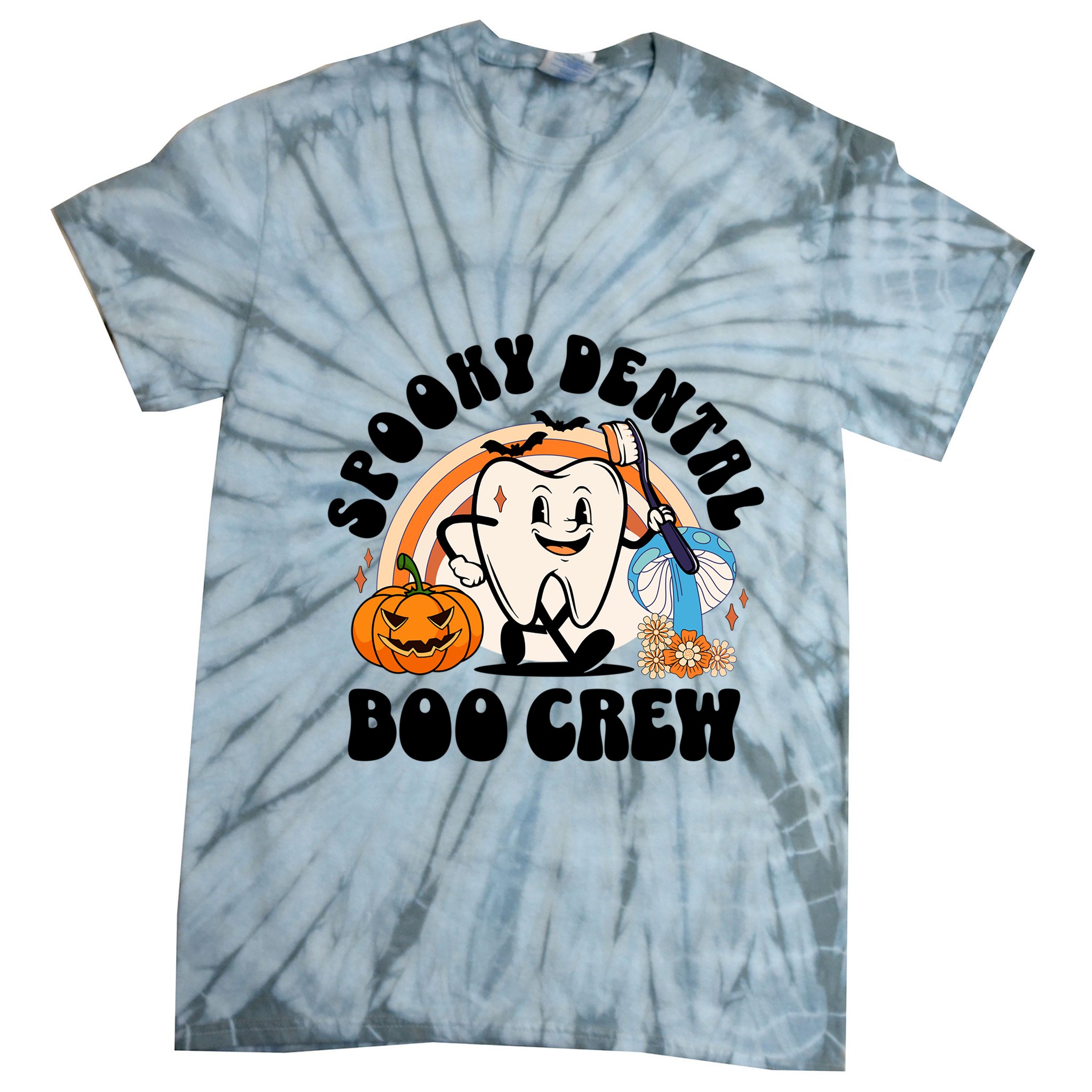 Spooky Dental Boo Crew Retro Halloween Dentist Office Humor Gift Tie-Dye T-Shirt